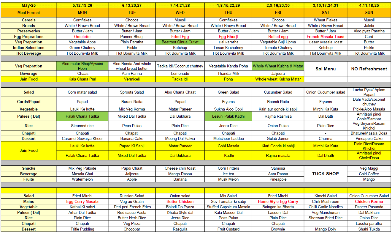 RKK May 2025 Menu
