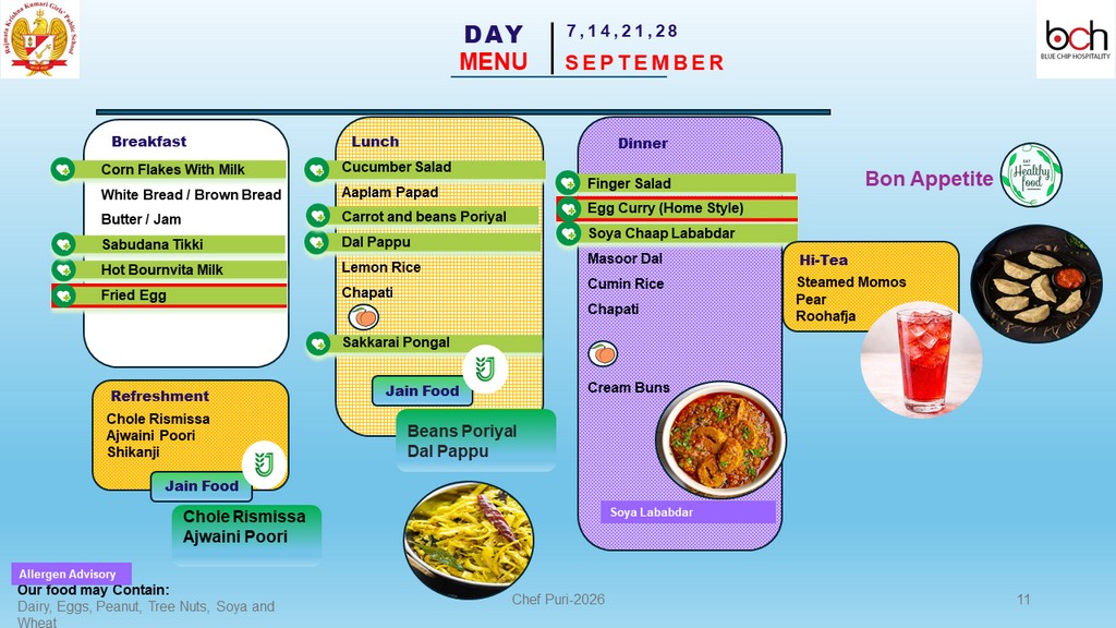 RKK September 2026 Menu