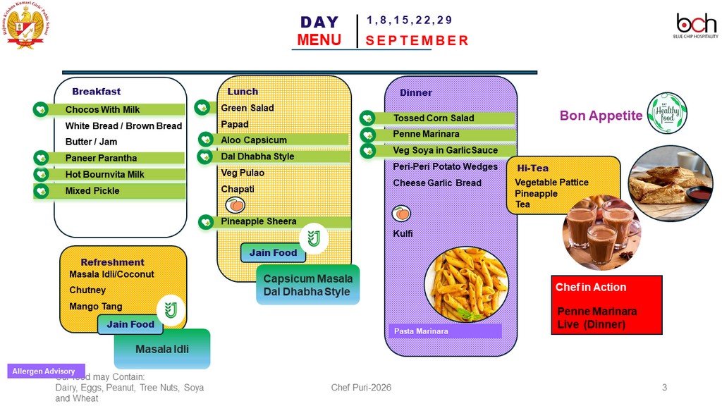 RKK September 2026 Menu