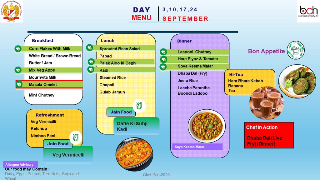 RKK September 2026 Menu