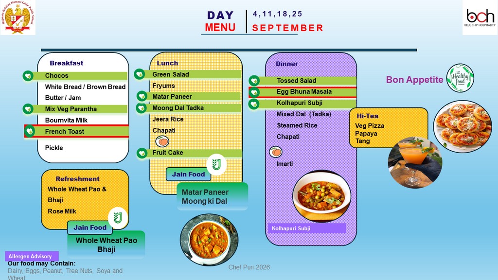 RKK September 2026 Menu