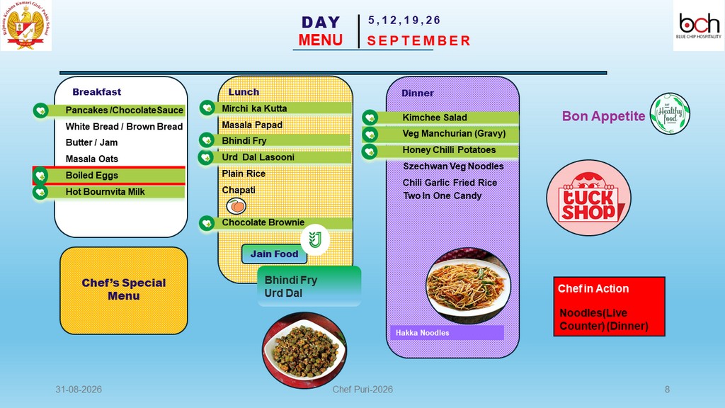 RKK September 2026 Menu